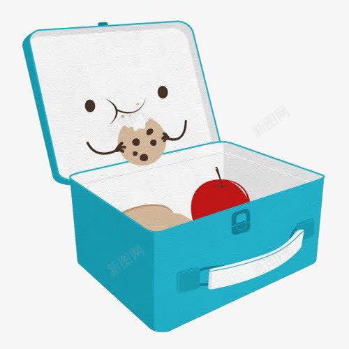 卡通收纳箱png免抠素材_新图网 https://ixintu.com 卡通手绘 水果 箱子 蓝色