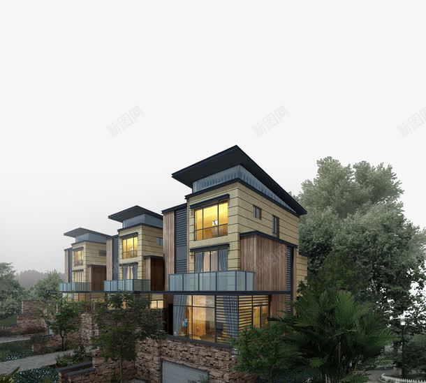 二层建筑别墅psd免抠素材_新图网 https://ixintu.com 二层小楼 产品实物 别墅 建筑 海景别墅 连排别墅
