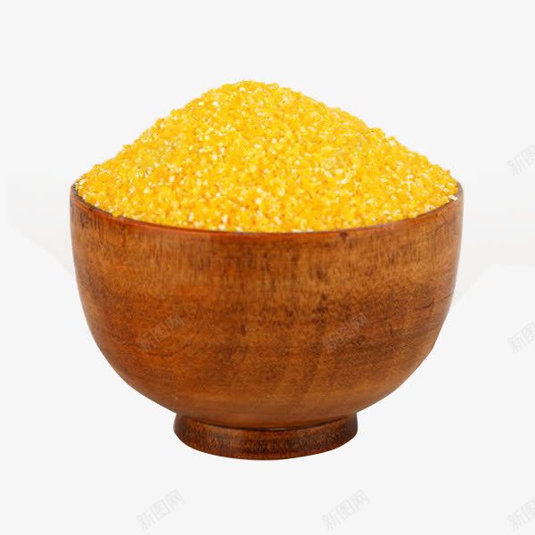 金黄色玉米碴png免抠素材_新图网 https://ixintu.com 有机食品 木碗 玉米碴 粮食 营养价值高
