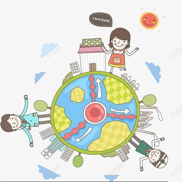 站在时钟上的小朋友png免抠素材_新图网 https://ixintu.com 可爱卡通 城市元素 小朋友 时钟
