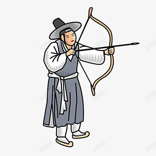 黑色线条人物拉弓射箭png免抠素材_新图网 https://ixintu.com 人物 射箭 拉弓 线条 黑色