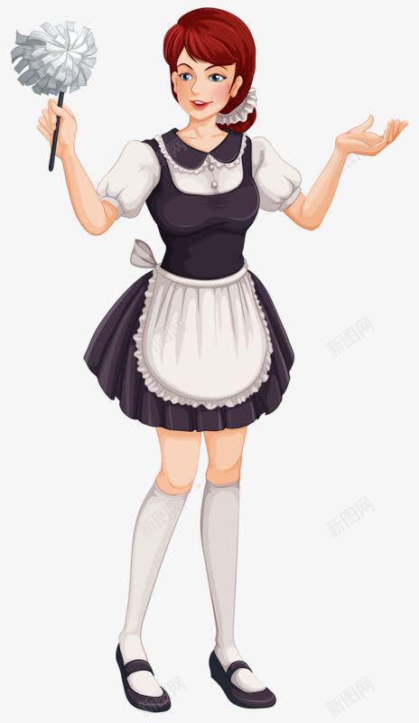 打扫的女仆png免抠素材_新图网 https://ixintu.com 佣人 卡通 围裙 女工 白色