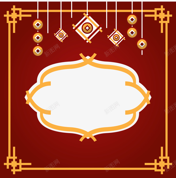 猪年新年装饰边框矢量图ai免抠素材_新图网 https://ixintu.com 中国风 新年 猪年 红色装饰 装饰边框 矢量图