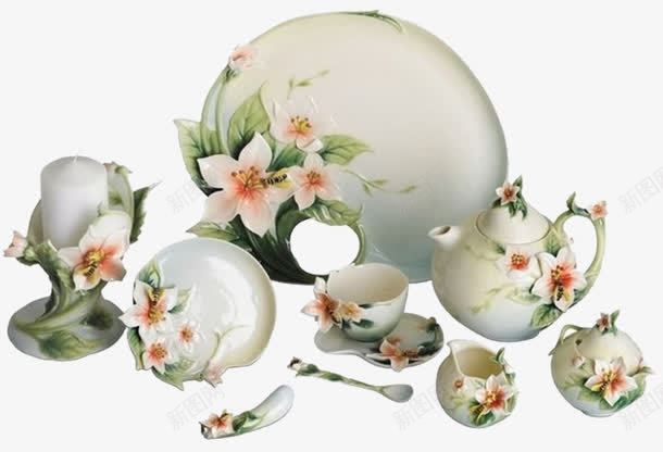 中国风花色玉石茶具png免抠素材_新图网 https://ixintu.com 中国风茶具 玉石茶具 玉石茶壶 玉石茶杯 茶具