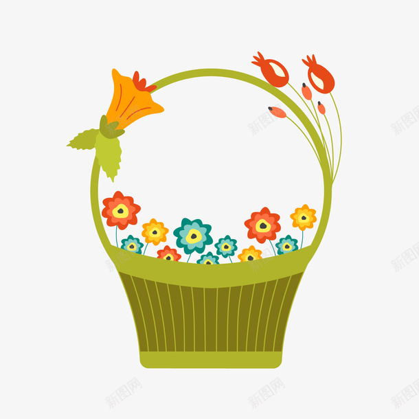 卡通花篮png免抠素材_新图网 https://ixintu.com PNG图 PNG图下载 创意卡通 卡通 卡通插图 插图 篮子 花篮