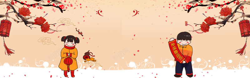 新年贴春联卡通黄色bannerpsd设计背景_新图网 https://ixintu.com 2018 2018狗年 喜迎新春 新年 新年快乐 新春大吉 春节 狗年 狗年吉祥 金狗 除夕 除夕夜