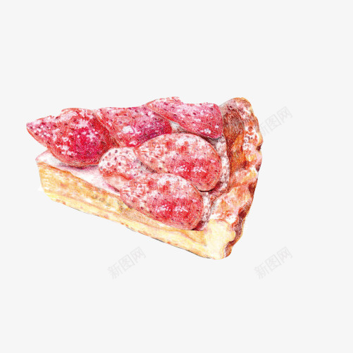 雪花蛋糕手绘画片psd免抠素材_新图网 https://ixintu.com 三角形 手绘美食 红色 蛋糕