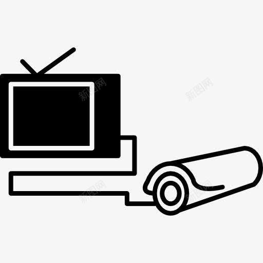监控摄像机连接到显示器图标png_新图网 https://ixintu.com 安全 工具 工具和用具 摄像机 监控 视频摄像头 视频监视器 连接