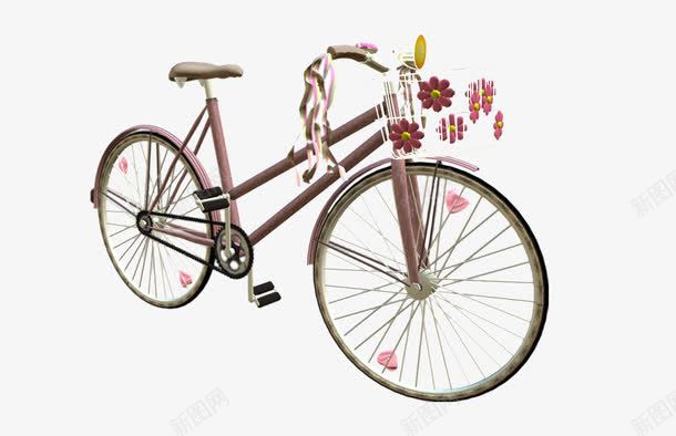 骑行采花png免抠素材_新图网 https://ixintu.com 单车 彩带 自行车 花朵