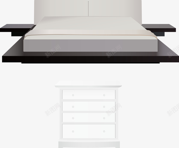 床矢量图ai免抠素材_新图网 https://ixintu.com 床 柜子 灰色 矢量图