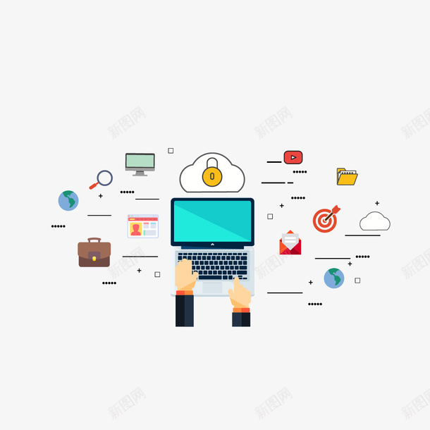 电脑互联网图案矢量图图标ai_新图网 https://ixintu.com 互联网 图标 手 电脑 矢量图