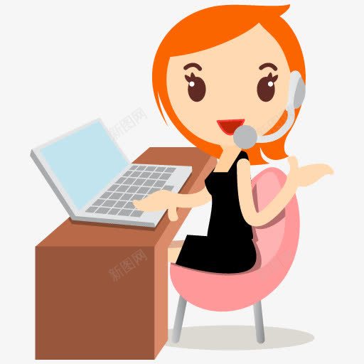 黄色头发的客服女孩png免抠素材_新图网 https://ixintu.com 头发 女孩 客服 黄色