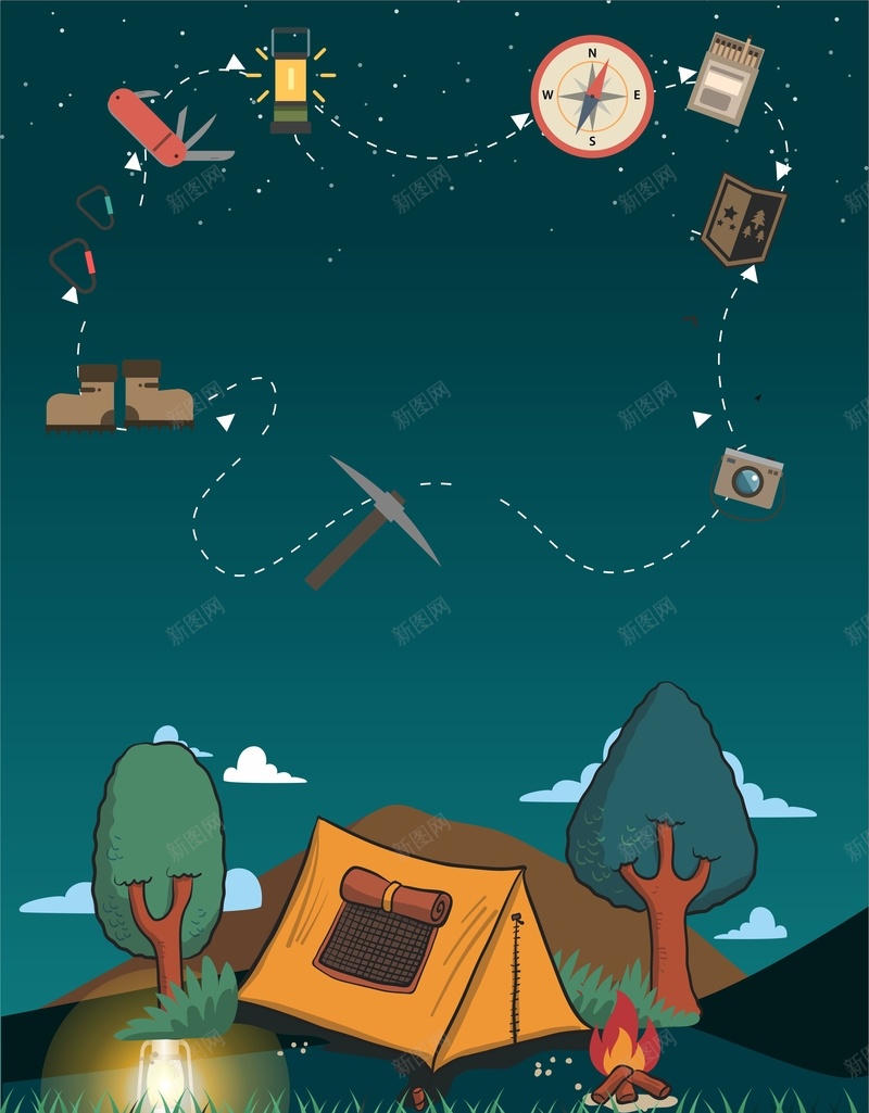 卡通旅游活动矢量cdr设计背景_新图网 https://ixintu.com 卡通 户外 探险 旅游 活动 矢量 秋季旅行 装备 设计 野营 露营