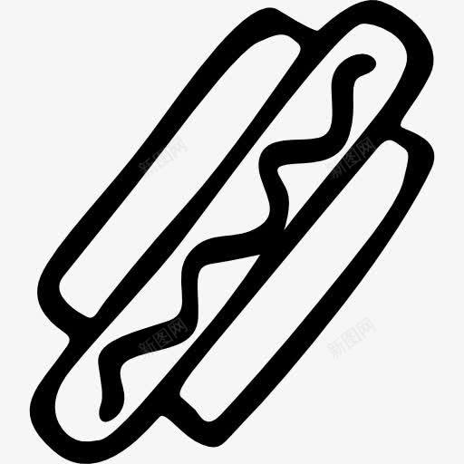 热狗斜顶视图标png_新图网 https://ixintu.com 垃圾食品 快餐 手工绘制的烹饪 热狗 肉类 面包 顶视图 食品 香肠
