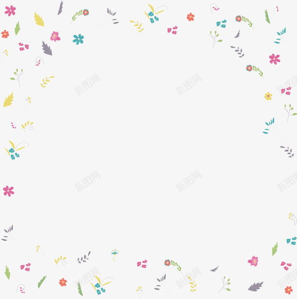 花朵简约边框矢量图ai免抠素材_新图网 https://ixintu.com 实用 彩色 手绘 树叶 简约 花朵 装饰 边框 矢量图