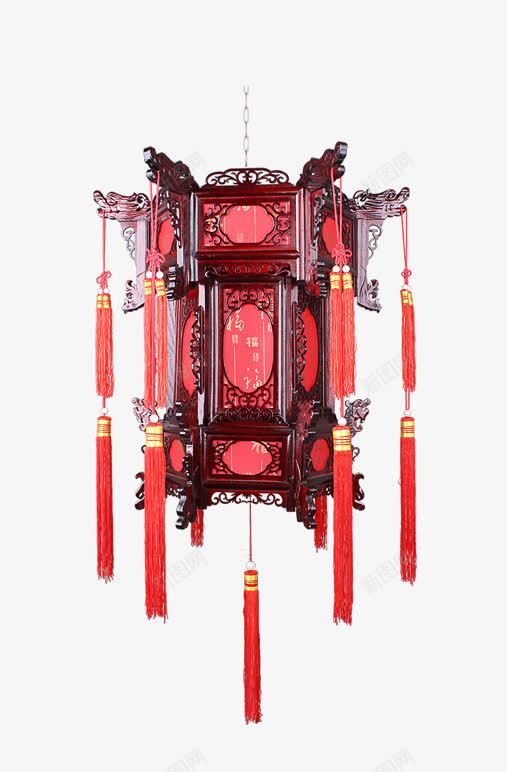 木吊灯png免抠素材_新图网 https://ixintu.com 中国风 传统灯具 吊灯 流苏