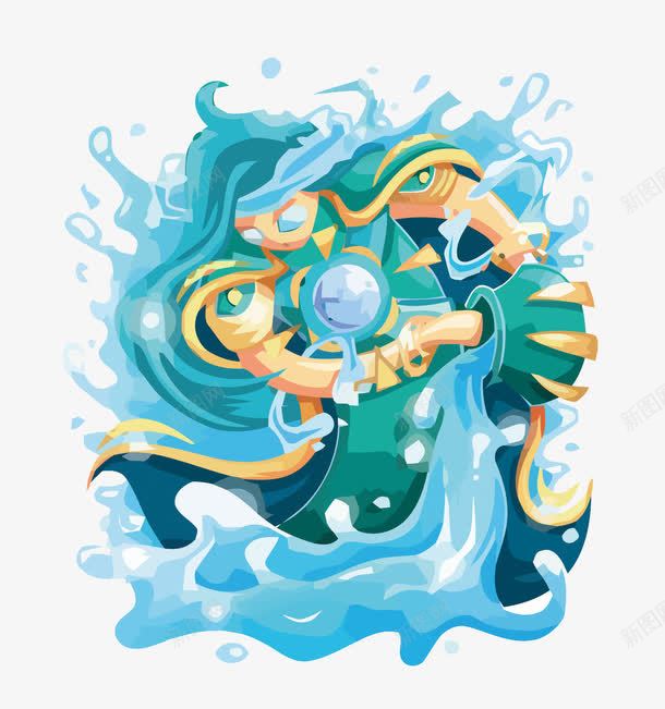 水瓶座png免抠素材_新图网 https://ixintu.com 卡通手绘 星座PNG矢量图 星座免扣PNG图 星座矢量 水彩 水瓶座