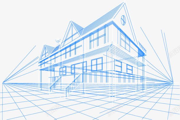 手绘建筑png免抠素材_新图网 https://ixintu.com 二维 建筑 简约线条 透视