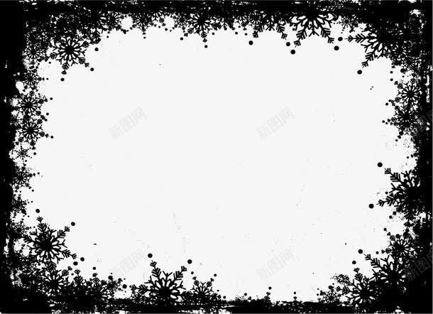 黑色雪花边框矢量图ai免抠素材_新图网 https://ixintu.com 免费png素材 免费素材 水墨边框 矢量素材 雪花边框 黑色雪花 矢量图