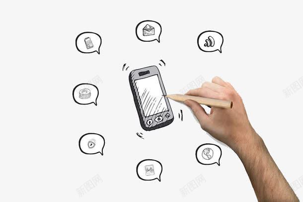手机对话框png免抠素材_新图网 https://ixintu.com 手机 气泡框 装饰 边框纹理 铅笔 铅笔线框 震动