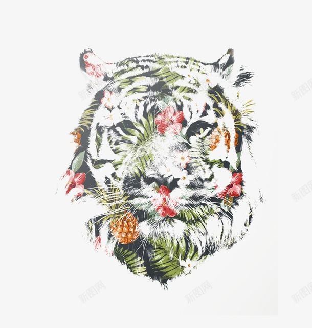 创意老虎插画png免抠素材_新图网 https://ixintu.com 动物 植物花纹 老虎