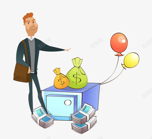 卡通图案有钱人png免抠素材_新图网 https://ixintu.com 卡通富豪 有钱人 炫富 物质生活 矢量卡通图案 矢量手绘 金钱