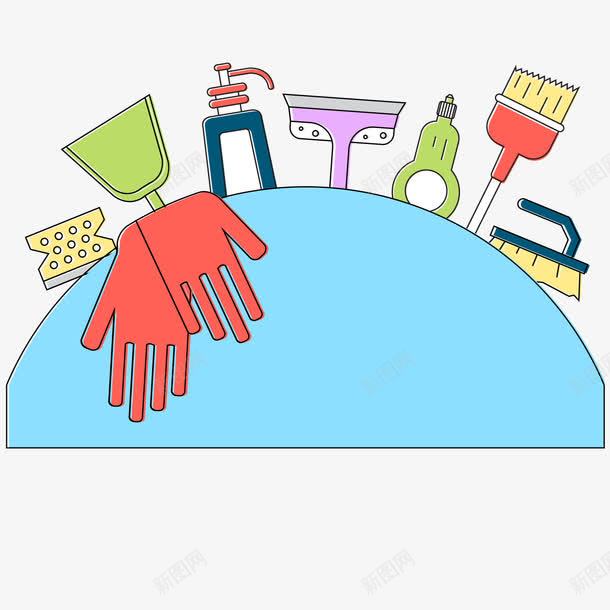 彩色扁平化劳动卫生工具矢量图ai免抠素材_新图网 https://ixintu.com 刷子 卫生 工具 彩色 扁平化 手套 扫把 拖把 矢量图