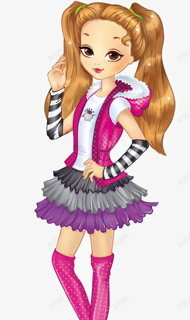 卡通美女png免抠素材_新图网 https://ixintu.com 卡通 短裙 美女