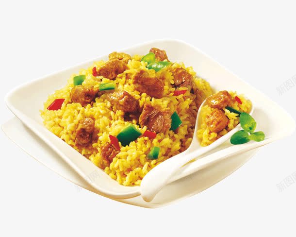 鸡腿肉炒饭png免抠素材_新图网 https://ixintu.com 产品实物 勺子 美味 青椒 鸡腿 鸡腿饭