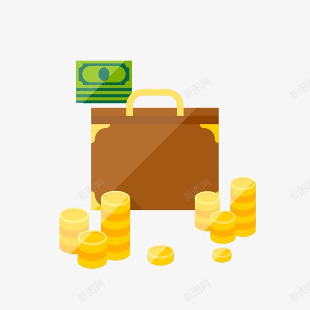 公务包png免抠素材_新图网 https://ixintu.com 公务包素材 出差 手提包 金币