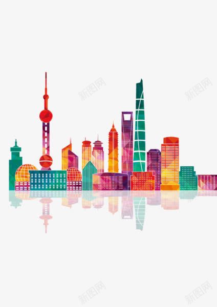 彩色城市png免抠素材_新图网 https://ixintu.com 剪影 城市 建筑 彩色
