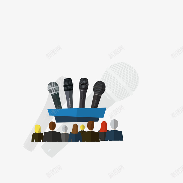 座谈会上的麦克风矢量图eps免抠素材_新图网 https://ixintu.com 人物 座谈会 麦克风 矢量图