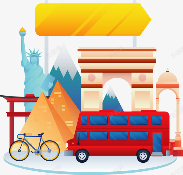 著名景点世界旅游日矢量图ai免抠素材_新图网 https://ixintu.com 世界旅游 世界旅游日 旅游 矢量png 著名景点 走遍世界 矢量图