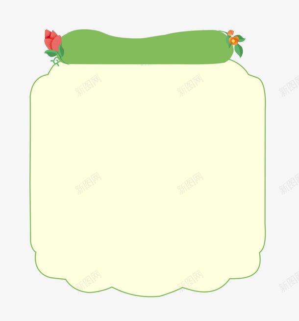 卡通产品边框png免抠素材_新图网 https://ixintu.com 产品边框 卡通边框 手绘边框 绿色边框 花朵边框 边框