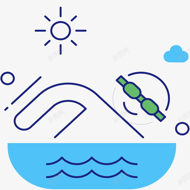 mbe游泳图标元素矢量图ai_新图网 https://ixintu.com mbe图标 mbe风格图标 游泳 矢量图标 运动 矢量图