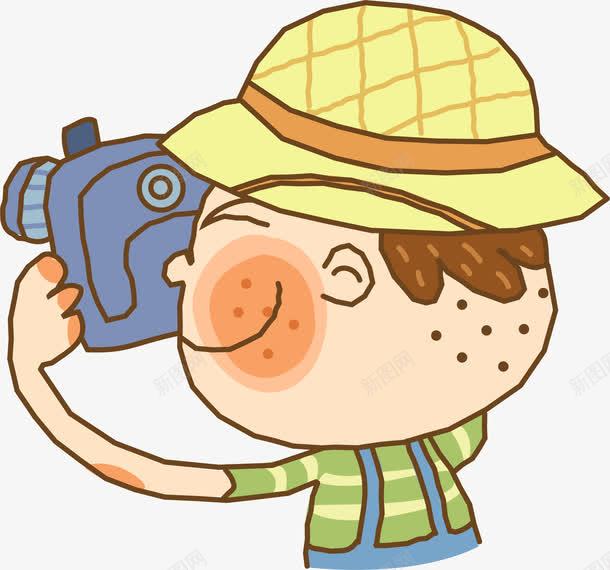 手绘拍照矢量图ai免抠素材_新图网 https://ixintu.com 小男孩 手绘 拍照 矢量图