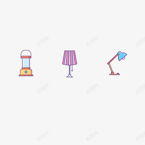 卡通可爱灯具图标矢量图ai_新图网 https://ixintu.com 卡通 可爱 台灯 台灯图标 灯 灯具 灯具图标 简约 矢量图