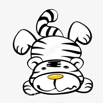 手绘老虎png免抠素材_新图网 https://ixintu.com 手绘 老虎 趴在地上的老虎 黑白