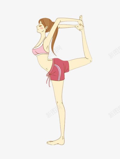 瑜伽标准姿势png免抠素材_新图网 https://ixintu.com 手绘 红色 运动裤 长发