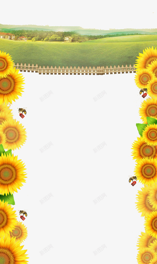 向日葵边框png免抠素材_新图网 https://ixintu.com 向日葵 花卉 花朵 边框装饰 黄色