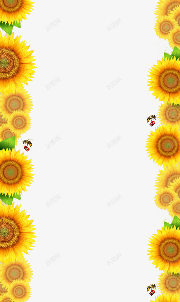 向日葵边框png免抠素材_新图网 https://ixintu.com 向日葵 花卉 花朵 边框装饰 黄色