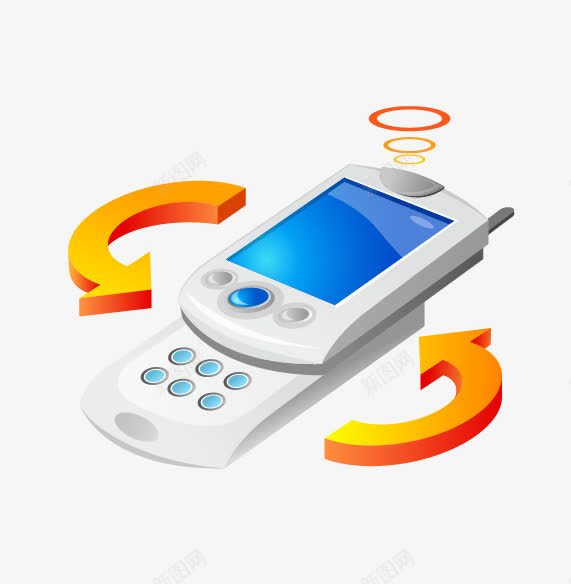卡通手机模型png免抠素材_新图网 https://ixintu.com 信号 卡通 手机 模具 箭头