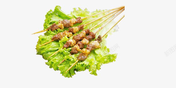 生菜羊肉串psd免抠素材_新图网 https://ixintu.com 夜宵 小吃 烤肉 烧烤 羊肉串 美食 食物