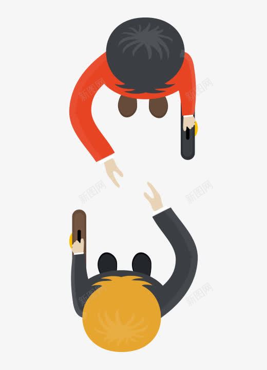 俯拍两人握手插图png免抠素材_新图网 https://ixintu.com 两人握手 俯拍 扁平插图 握手 相见握手 矢量人物