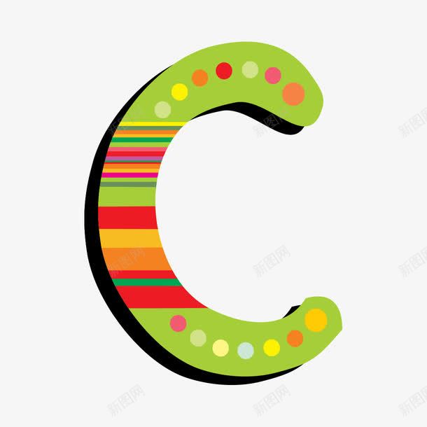 圣诞英文字母Cpng免抠素材_新图网 https://ixintu.com 创意字母 圣诞英文字母C 彩色字母 条纹 立体字母 艺术字体 艺术字母 英文字母
