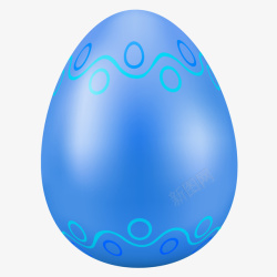 手绘蓝色条纹复活节彩蛋矢量图素材