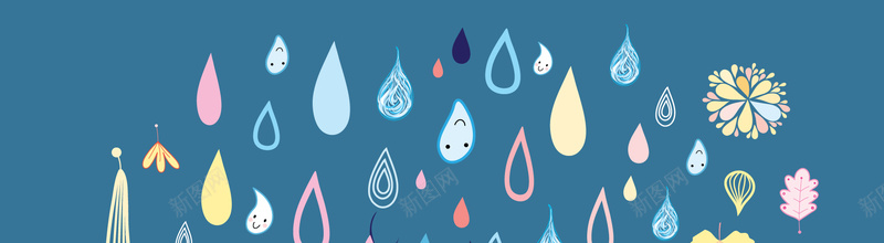 卡通雨滴背景矢量图ai设计背景_新图网 https://ixintu.com 卡通 手绘 海报banner 童趣 雨滴 矢量图