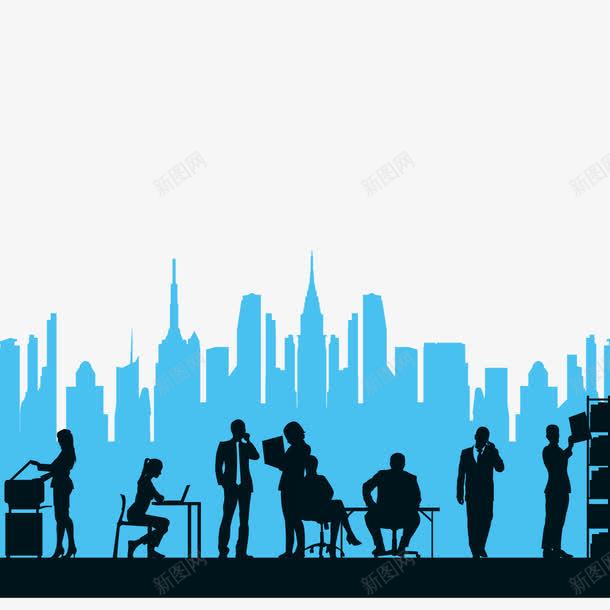 商务人士和建筑矢量图ai免抠素材_新图网 https://ixintu.com 人物剪影 商务人士 商务素材 建筑 矢量图