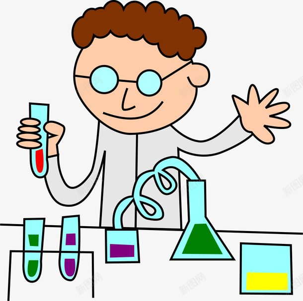 化学实验矢量图ai免抠素材_新图网 https://ixintu.com 人物 免费矢量下载 化学实验 实验瓶 插画 试管 矢量图