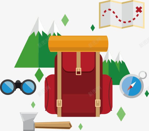 扁平化夏季旅游元素png免抠素材_新图网 https://ixintu.com 地图 地球 岛屿 扁平化 树木 热气球
